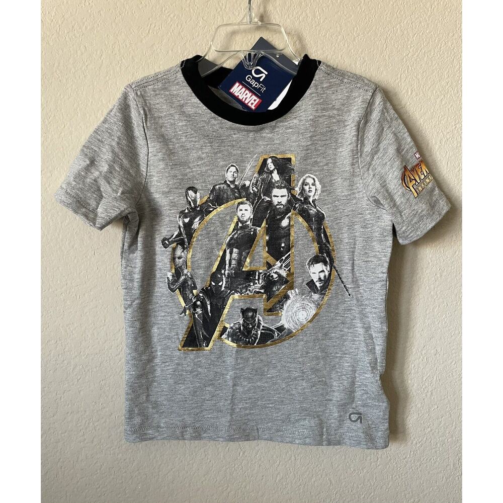 Gap Fit Gray Marvel Avengers Infinity Boys' Short Sleeve T Shirt Size XS 4/5